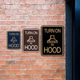 Signs ByLITA Portrait Round Turn On Hood Door or Wall Sign Durable ABS Plastic | Laser Engraved | Easy Installation | Kitchen | Hygiene