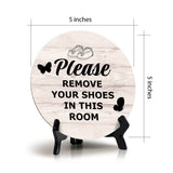 Sign ByLITA Round Please Remove your Shoes In This Room Table Sign (5x5")