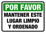 Classic Framed Plus Por Favor Mantener Este Lugar Limpio Y Ordenado Door or Wall Sign | Spanish Business Signage