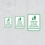 Portrait Round Plus Please Take All Trash With You When Leaving This Area Door or Wall Sign | Health & Safety Signage