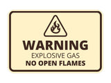 Signs ByLITA Classic Framed Warning: Explosive Gas - No Open Flames Door or Wall Sign Easy Installation | Health And Safety | Building And Warning Signs