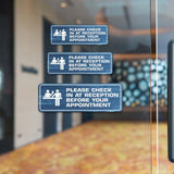 Standard Plus Please Check In At Reception Before Your Appointment Wall or Door Sign | Office Public Signage