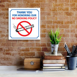 Square Plus Thank You For Honoring Our No Smoking Policy Door or Wall Sign | Workplace Cleaning Signage