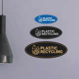Signs ByLITA Oval Plastic recycling Sign - Laser-Engraved Lettering | Durable ABS Plastic | Vibrant Colors | Powerful Foam Tape