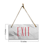 Exit 5" x 10" Hanging Wall or Door Sign | Rustic Twine | Signs for Home and Business