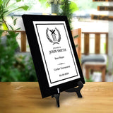Cricket Customizable Black Frame Wooden Award Plaque | Easel Mount Option | Achievement and Recognition Personalizable Plaques | Sports Award