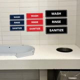 All Quality Standard WASH RINSE SANITIZE Set of 3 Bay Sink Signs - Restaurant & Commercial Kitchen Sink Signs - Easy to Install