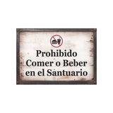Classic Framed Plus Prohibido Comer o Beber en el Santuario Door or Wall Sign | Spanish - Office Room & Area Signs