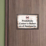 Classic Framed Plus Prohibido Comer o Beber en el Santuario Door or Wall Sign | Spanish - Office Room & Area Signs