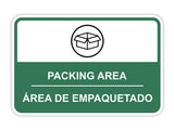 Classic Framed Plus Packing Area Wall or Door Sign | Bilingual Spanish and English Workplace Safety Signage