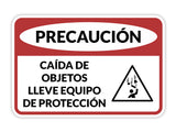 Classic Framed Plus Precaución Caída de Objetos Lleve Equipo de protección Door or Wall Sign | Business Warning Signage