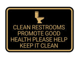 Signs ByLITA Classic Framed Clean Restrooms Promote Good Health Please Help Keep It Clean Wall or Door Sign