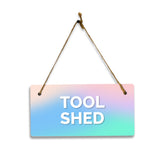 Tool Shed 5x10 Hanging Plus Wall or Door Sign | Rustic Twine | Range of Vibrant Decor Styles | Room Signs For Home and Business