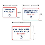 Classic Framed Plus Children Must Wear Helmets – Safety First Door or Wall Sign | Child Safety Business Signs