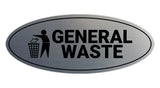 Signs ByLITA Oval General Waste Sign - Laser-Engraved Lettering | Durable ABS Plastic | Vibrant Colors | Powerful Foam Tape