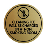 Circle Cleaning Fee Will Be Charged In A Non Smoking Room Wall or Door Sign