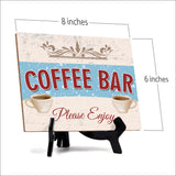Signs ByLita Coffee Bar Please Enjoy, Classic Design Table Sign With Acrylic Stand (8 x 6")