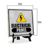Electrical Panel 5"x 5" Square Table Sign With Acrylic Easel | Home & Office Decor