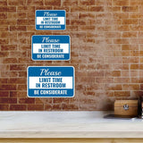 Classic Framed Plus Please Limit Time In Restroom – Be Considerate Door or Wall Sign | Bathroom Signs