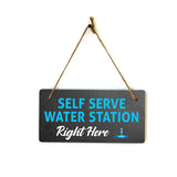 Self Serve Water Station Right Here 5x10 Hanging Plus Wall or Door Sign | Cafe & Gym Décor