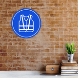 Circle Plus Safety Vest Wall or Door Sign | Easy Installation | Health & Safety Signage