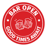Signs ByLITA Circle Bar Open: Good Times Await ABS Plastic | Laser Engraved | Easy Installation | Elegant Design Wall or Door Sign