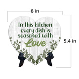 In This Kitchen Every Dish is Seasoned With Love Heart Table Sign with Acrylic Stand (6x5") | Just Married Decoration Idea
