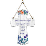 The Lord is my light and my salvation—whom shall I fear? Cross Hanging Sign | Rustic Twine | Inspiring Religious Bible Decor