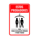 Portrait Round Plus Estos Probadores Son Para Cualquier Género y Para Todos Wall or Door Sign | Spanish Dressing Room Retailer Signage