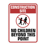 Portrait Round Plus Construction Site No Children Beyond This Point Wall or Door Sign | Health And Safety Signage
