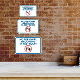 Classic Framed Plus No Personal Grooming In Restroom Door or Wall Sign | Bathroom Signs
