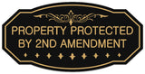 Signs ByLITA Victorian Property Protected By 2nd Amendment Sign - Easy Installation | Durable Wall or Door Sign