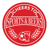 Signs ByLITA Circle Cheers to Sports and Beers ABS Plastic | Laser Engraved | Easy Installation | Elegant Design Wall or Door Sign