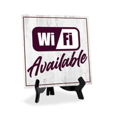 Wi-Fi Available 5"x 5" Square Table Sign With Acrylic Easel | Restaurant & Cafe Decor