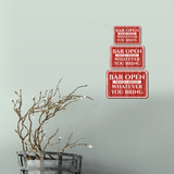 Classic Framed Plus Bar Open Proudly Serving Whatever You Bring Door or Wall Sign | Funny Wall Decor Bar