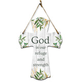 God is our refuge and strength Cross Hanging Sign | Rustic Twine | Inspiring Religious Bible Decor
