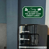 Notched Standard 'Sorry No Checks We Accept Cash Credit Cards' Wall or Door Sign | Customer Interaction Sign