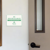 Classic Framed Plus No Non-Recyclables in Paper Recycling Bin Door or Wall Sign | General Waste & Disposal
