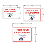 Classic Framed Plus Hold Your Child’s Hand – Busy Area Door or Wall Sign | Child Safety Business Signs