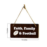 Faith, Family & Football 5x10 Hanging Plus Wall or Door Sign | Funny Home Decor