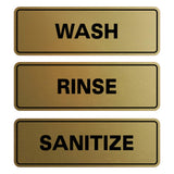 All Quality Standard WASH RINSE SANITIZE Set of 3 Bay Sink Signs - Restaurant & Commercial Kitchen Sink Signs - Easy to Install