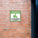 Square Plus Atención Todas Las Entregas En La Parte Trasera Del Edificio Wall or Door Sign | Spanish | Health & Safety Warehouse Business Signage