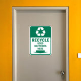 Portrait Round Plus Recycle Used Batteries Here Door or Wall Sign | Health & Safety Signage