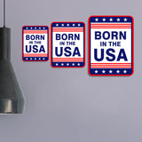 Portrait Round Plus Born in the USA Door or Wall Sign | Easy Installation | Patriotic Stars and Stripes USA Pride Sign