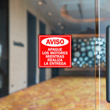 Square Plus Aviso: Apague Los Motores Mientras Realiza La Entrega Wall or Door Sign | Spanish | Health & Safety Warehouse Business Signage