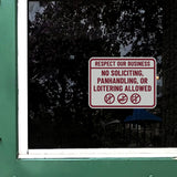 Signs ByLITA Classic Framed Respect Our Business: No Soliciting, Panhandling, or Loitering Allowed Wall or Door Sign (Multipacks)