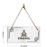 Chapel 5x10 Hanging Plus Wall or Door Sign | Religious Rustic Wood Sign