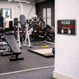 Classic Framed Please Re-Rack Your Weights After Use Wall or Door Sign | Weights & GYM Etiquette - Sign