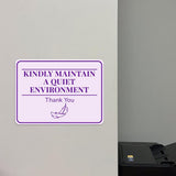 Classic Framed Plus Kindly Maintain a Quiet Environment – Thank You Door or Wall Sign | Medical Facility Greeting & Reception