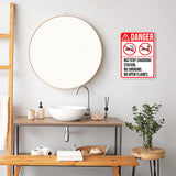 Portrait Round Plus Danger Battery Charging Station. No Smoking Or Open Flames. Door or Wall Sign | Health & Safety Signage